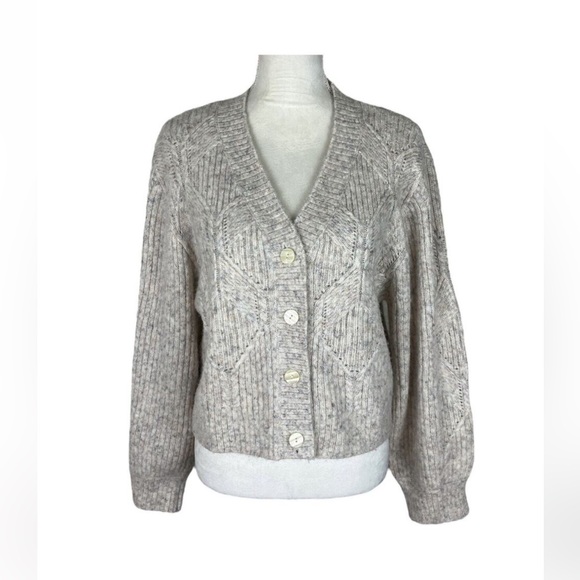 & OTHER STORIES | Button Up Cable Knit Cardigan | Oatmeal/Gray | Small - Picture 5 of 8
